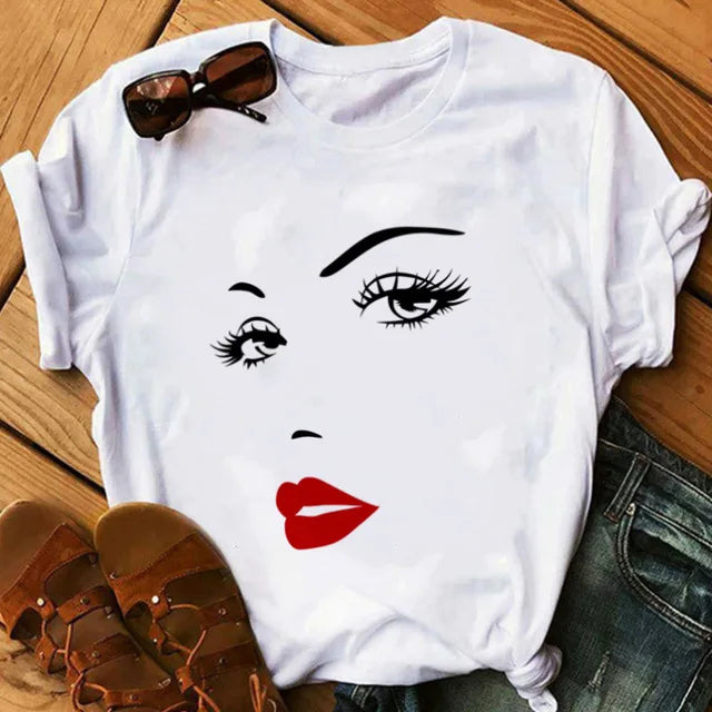 Women eye Lashes Tops Print Ladies Fashion Graphic T-Shirt 12 724GoShop