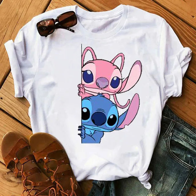 Short Sleeve T Shirt Women Camiseta Lilo Stitch Cartoon Kawaii Tshirt 24 Polyester 724GoShop