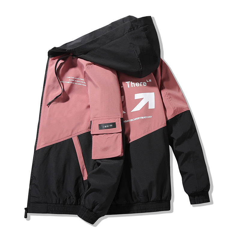 Men's Hooded Fashion Jacket Pink 724GoShop