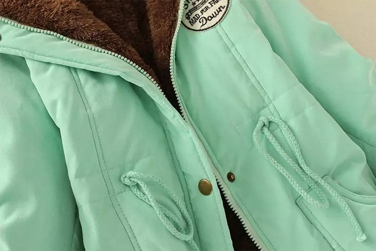 2023 Lady Fur Collar Long Hoodies Warm Jackets Plus Size Winter Coat Women Parka Jackets Casual Cotton Lining Knitted 724GoShop