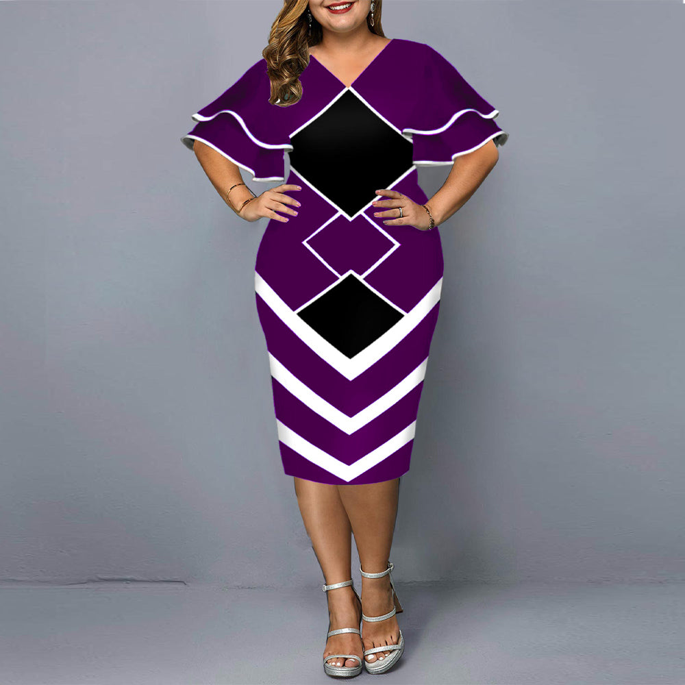 women matching sleeves fall casual dress women Purple 724GoShop