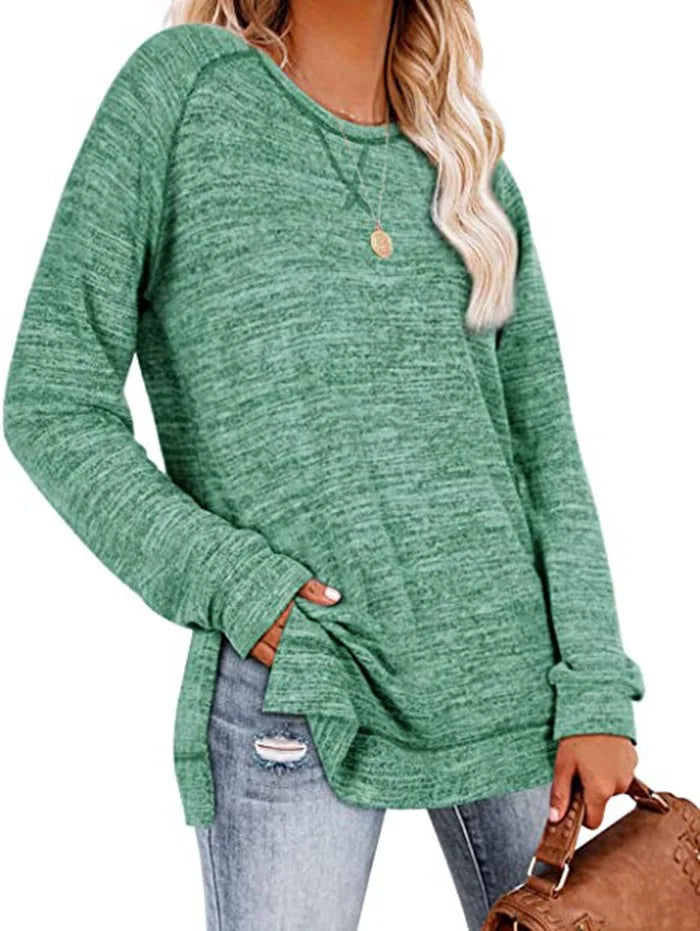 T Shirt Fashion Long Sleeve Womens Crewneck Sweatshirts Sweaters green 724GoShop