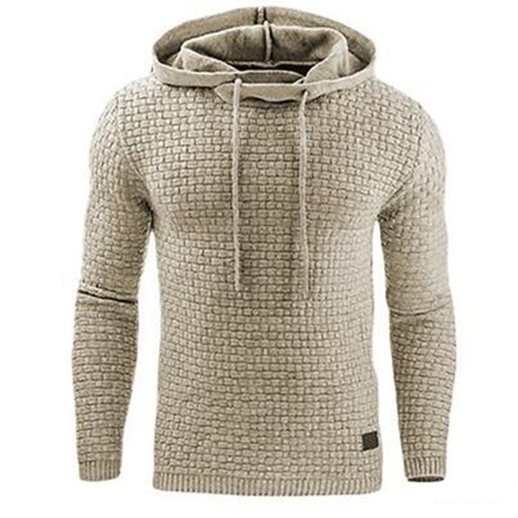 Warm Men Jacquard Fleece Hooded Sweatshirt Autumn Winter Man Hoodie Pullover Long Sleeve Hoodies Male Gym Clothing Khaki 724GoShop