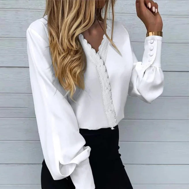 Hot New Fashion Women Top And Blouse Elegant Lace Floral Print Casual Shirts Long 4 724GoShop