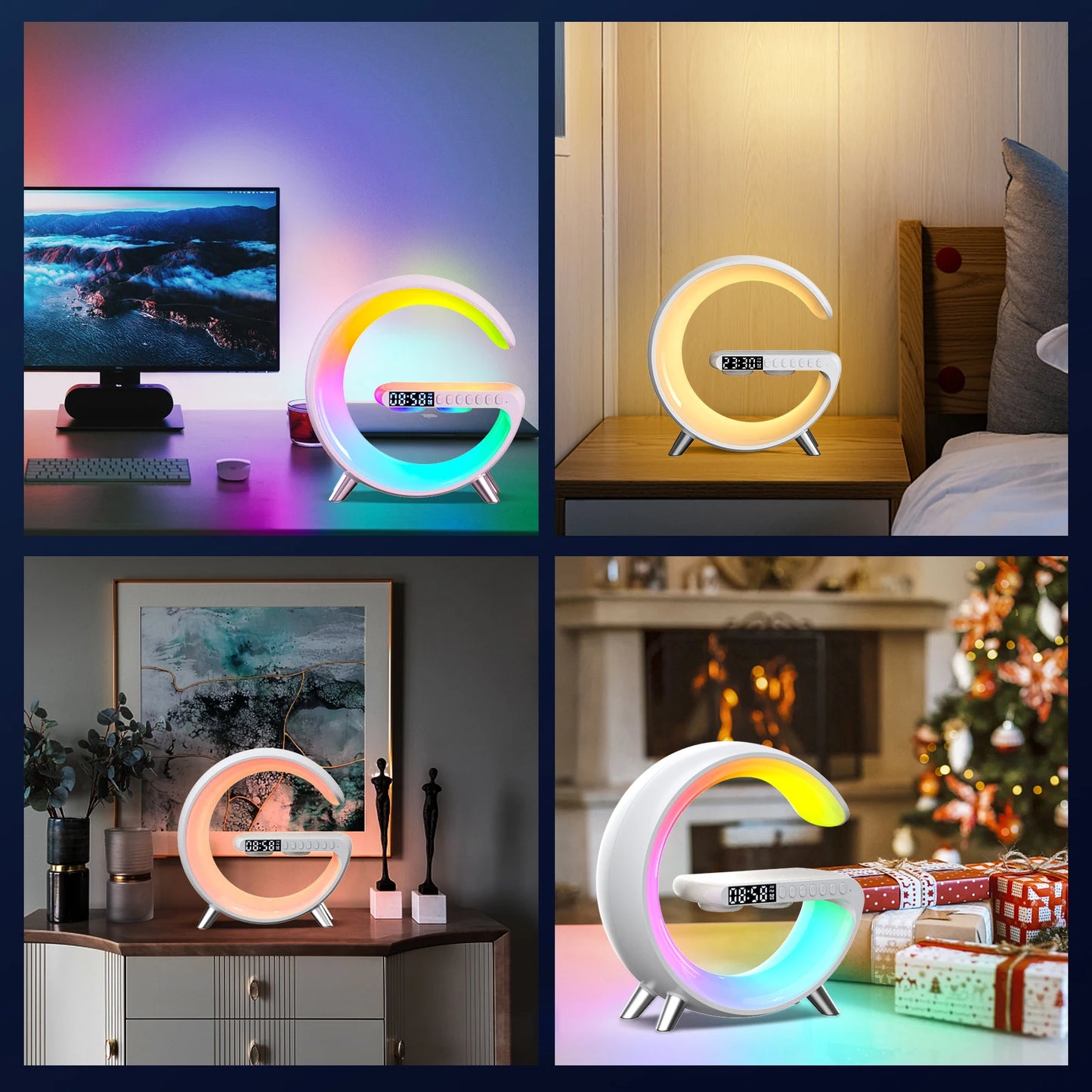 Trending products 2023 new arrivals Alarm Clock Night Light LED RGB Speaker Wireless charger 5 in 1 For iphone 14 13 12 Bedroom 724GoShop