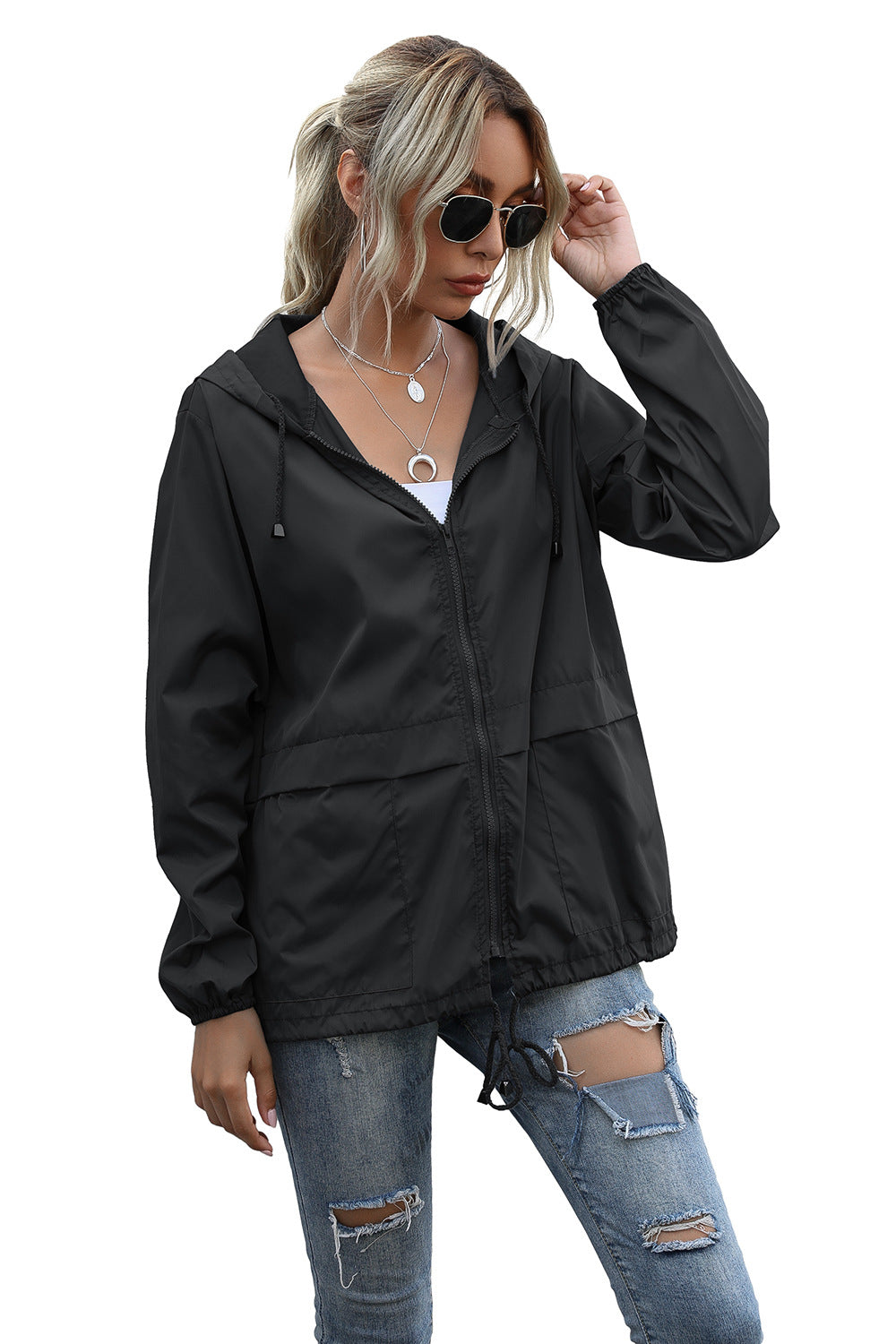 Windbreaker Lightweight Rain Hooded Pockets Outdoor Women's Waterproof Raincoat Jacket 724GoShop