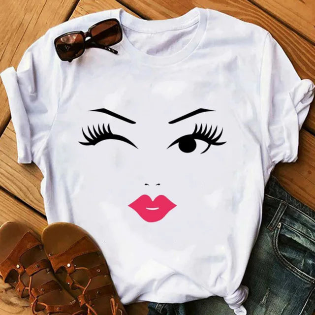 Women eye Lashes Tops Print Ladies Fashion Graphic T-Shirt 17 724GoShop