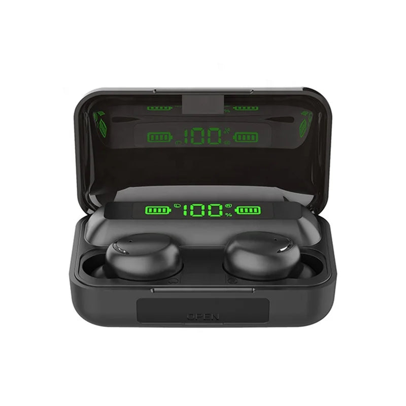 True wireless black earbuds with power bank noise cancelling earphone 724GoShop