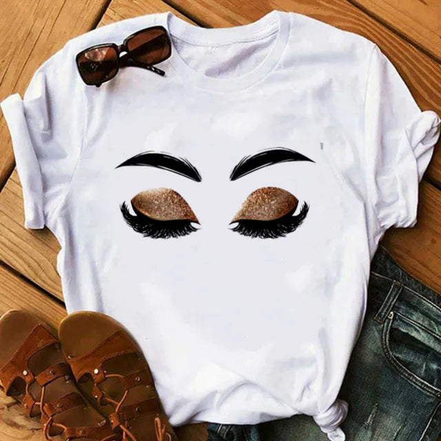 Women eye Lashes Tops Print Ladies Fashion Graphic T-Shirt 10 724GoShop