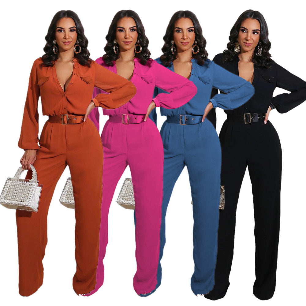 women Fashion Casual jumpsuit Slim Long Sleeve jumpsuits 724GoShop