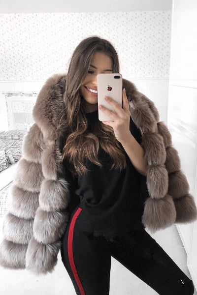 Women winter clothes fashion casual thickened warm fur coat long-sleeve hooded women coats 724GoShop