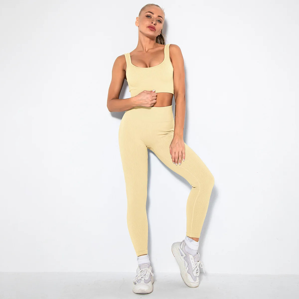 Hotselling Gym Suits For Women Custom Yoga Set Women cream-colored 724GoShop