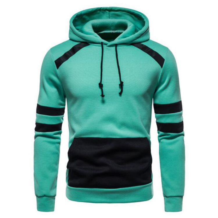 Hooded Men Sweatshirt Warm Pullovers Light Green 724GoShop