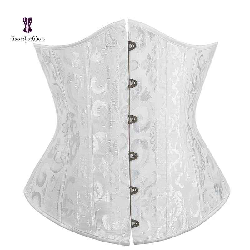 waist shapewear under bust women slimming corset 6XL steel bone Ivory 724GoShop