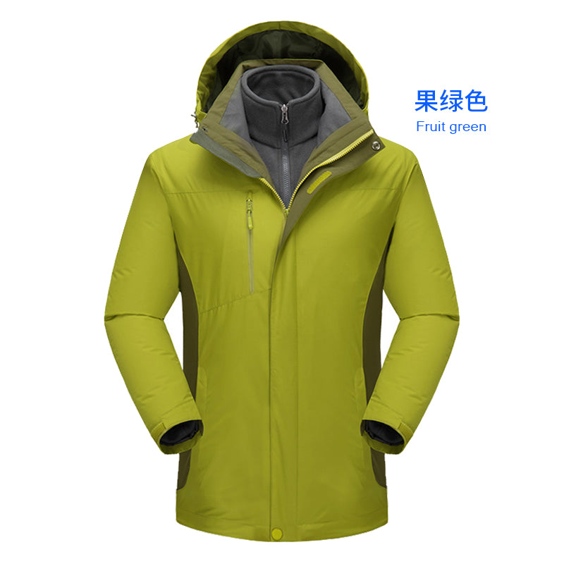 Plus Size Men's Jackets 3 in 1 Winter Outdoor Windbreaker Jackets for Men fruit green 724GoShop