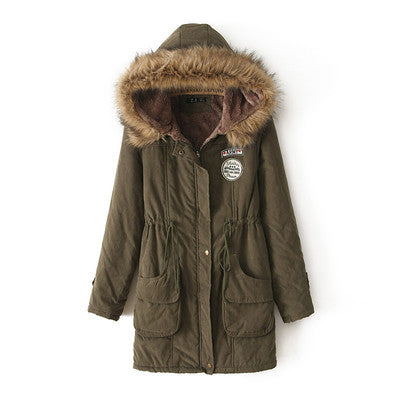 Warm Hooded Parka Jackets for Women green gray 724GoShop