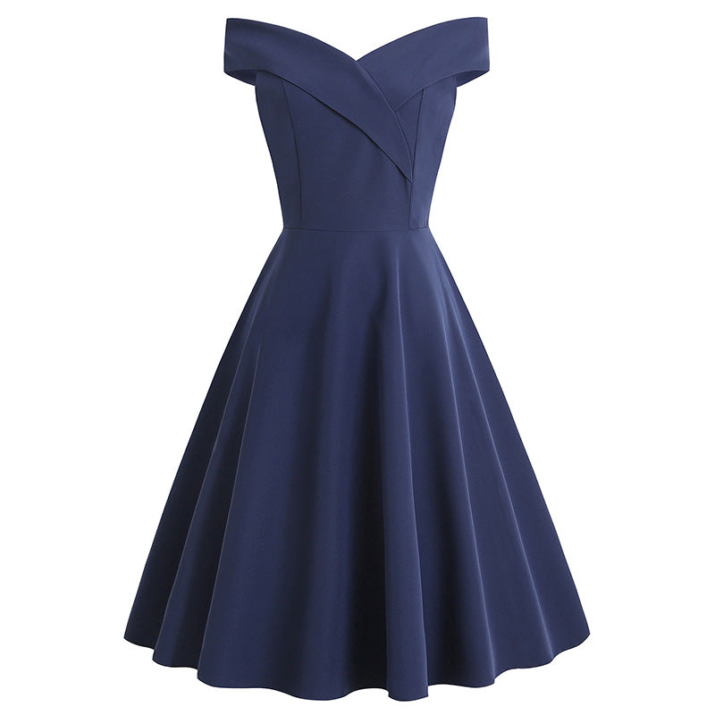 Solid Color Formal Party Dress Slim Elegant Women Evening Dresses High Waist Backless Sleeveless Woman's Clothing NAVY 724GoShop