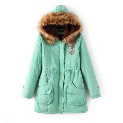 Warm Hooded Parka Jackets for Women light green 724GoShop