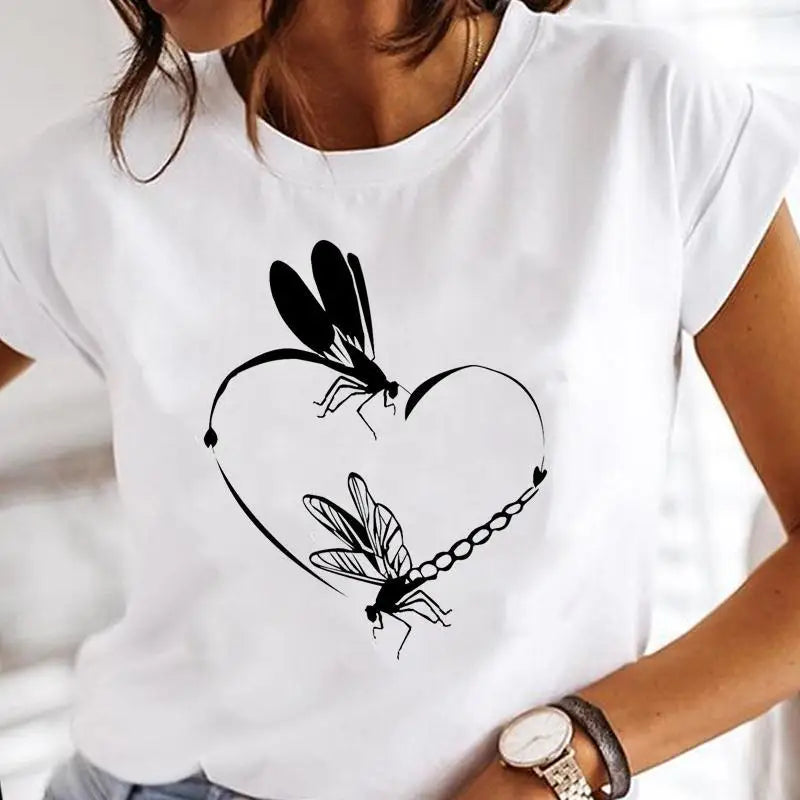 Women Print Clothes Watercolor New Lovely Female Butterfly Tops Graphic T-Shirt Style-13 724GoShop