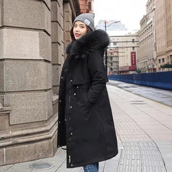 winter windproof women long jackets 4 XL Black 724GoShop