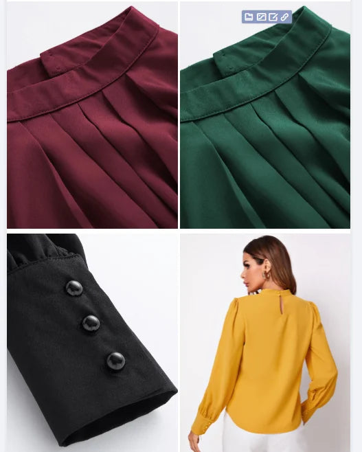 Women Long Sleeve Blouses Lady Loose Casual Chiffon Shirt Tops Blouse 724GoShop