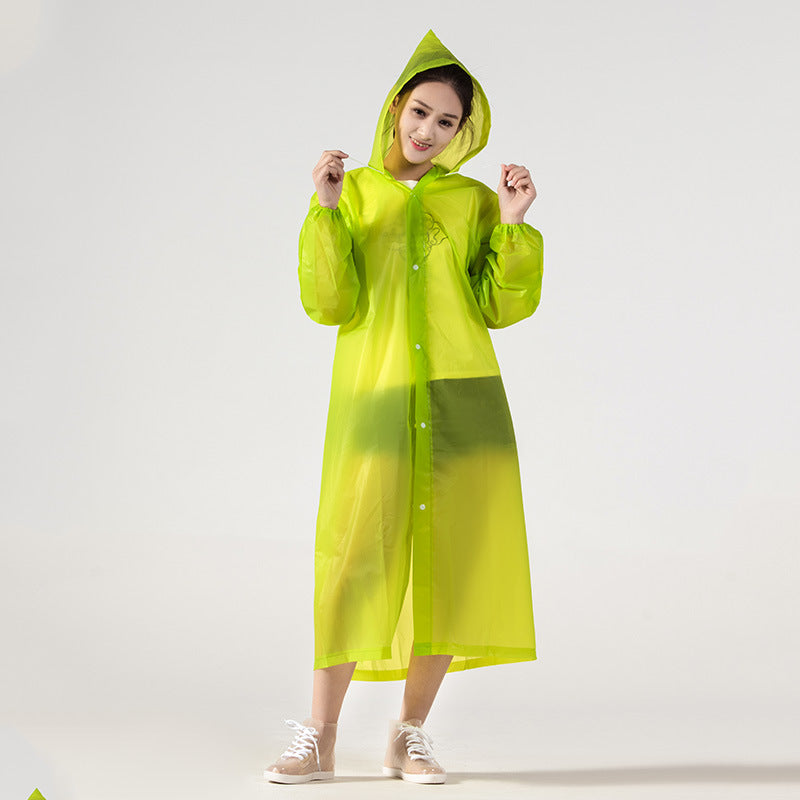 Transparent Raincoat Women Men Portable Outdoor Travel Rainwear Waterproof Disposable Camping Hooded Ponchos Plastic Rain Cover Free Light Green 724GoShop