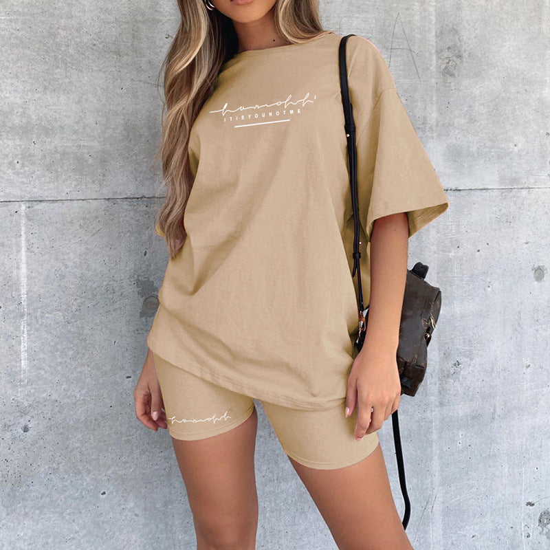 women's clothing sets T-Shirt: short women jogger Sports two piece set Champagne 724GoShop