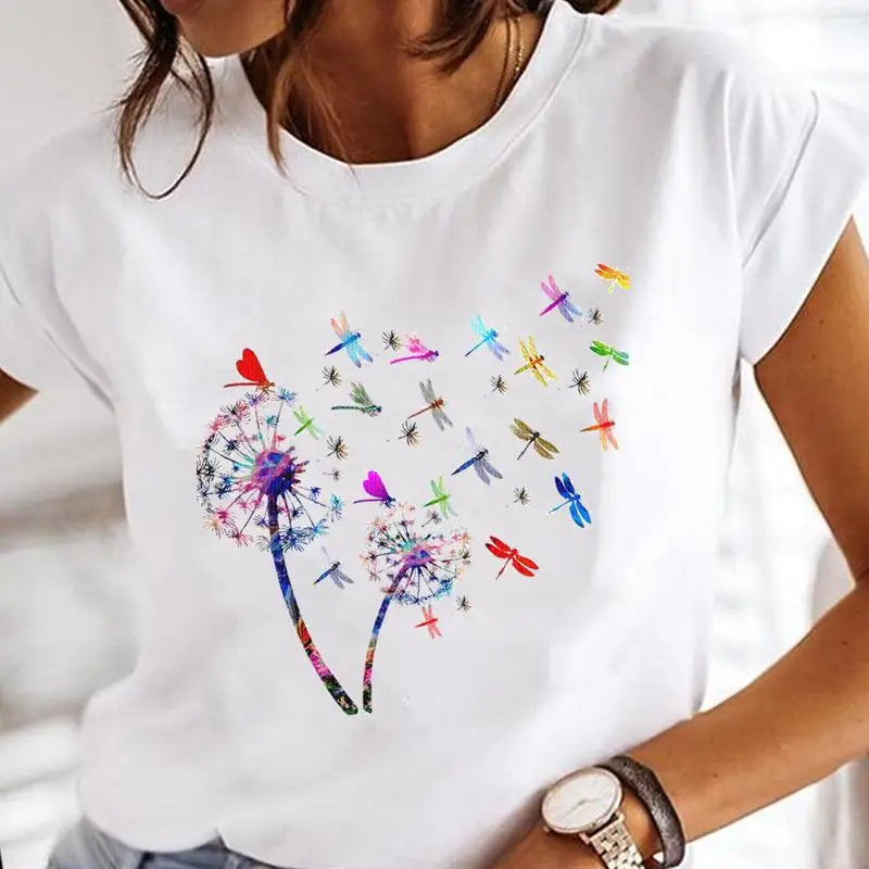 Women Print Clothes Watercolor New Lovely Female Butterfly Tops Graphic T-Shirt Style-23 724GoShop