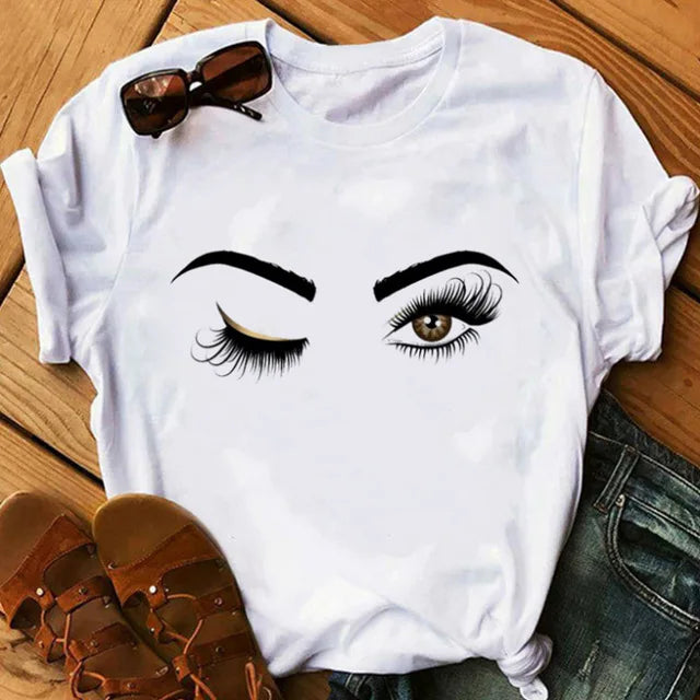 Women eye Lashes Tops Print Ladies Fashion Graphic T-Shirt 6 724GoShop