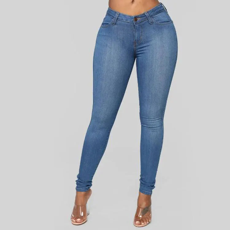 women's pencil stretch pants cotton skinny jeans pan jean dress in bulk women's Blue 724GoShop