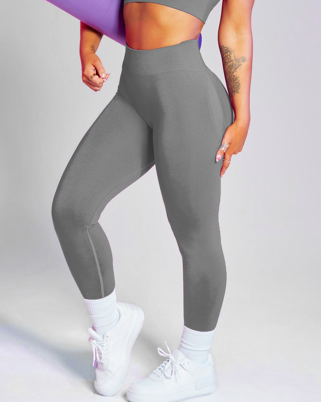 women training sports pant set Gray-leggings 724GoShop