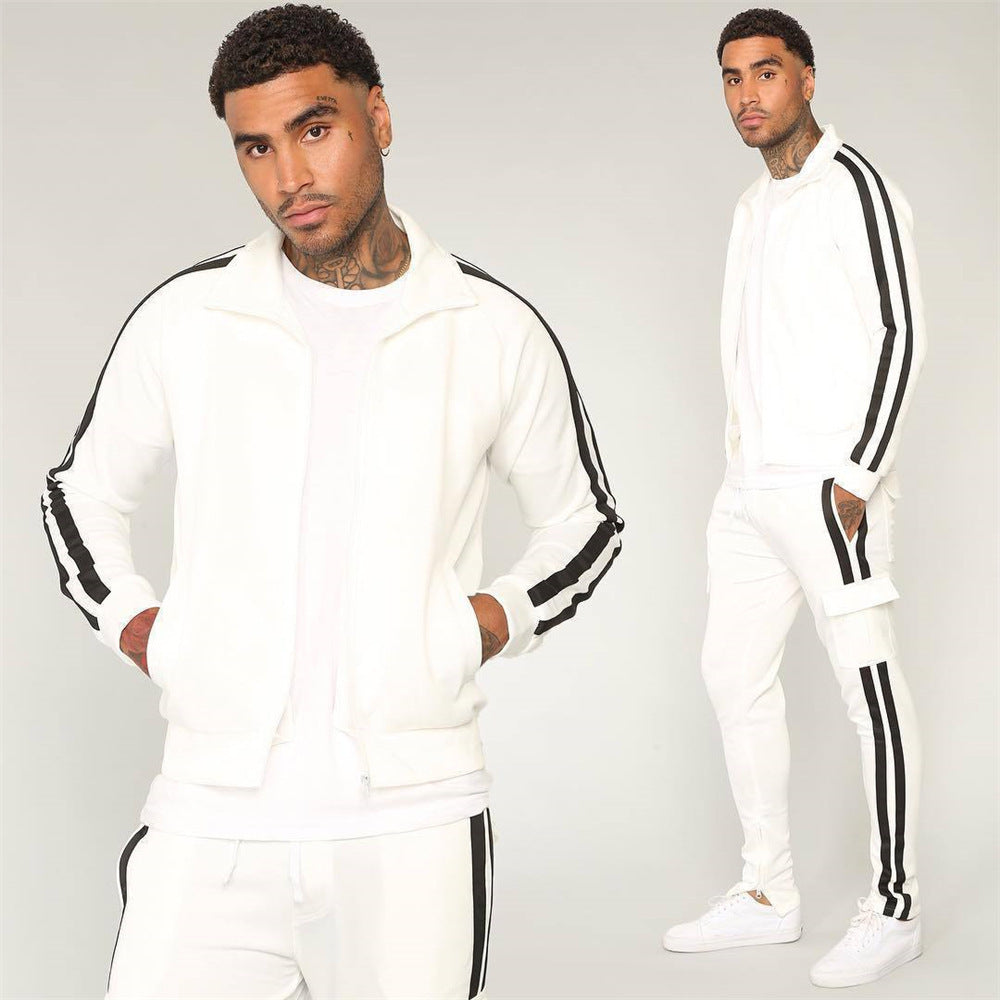 Premium Men's Nylon Sport Tracksuit: Elevate Your Active Style with Quality Set White 724GoShop