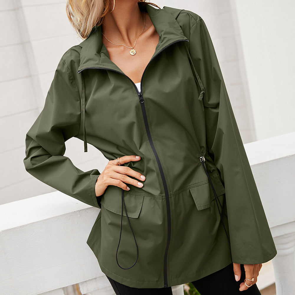 Women's Raincoat Waterproof Hood Jacket for Women Army Green 724GoShop