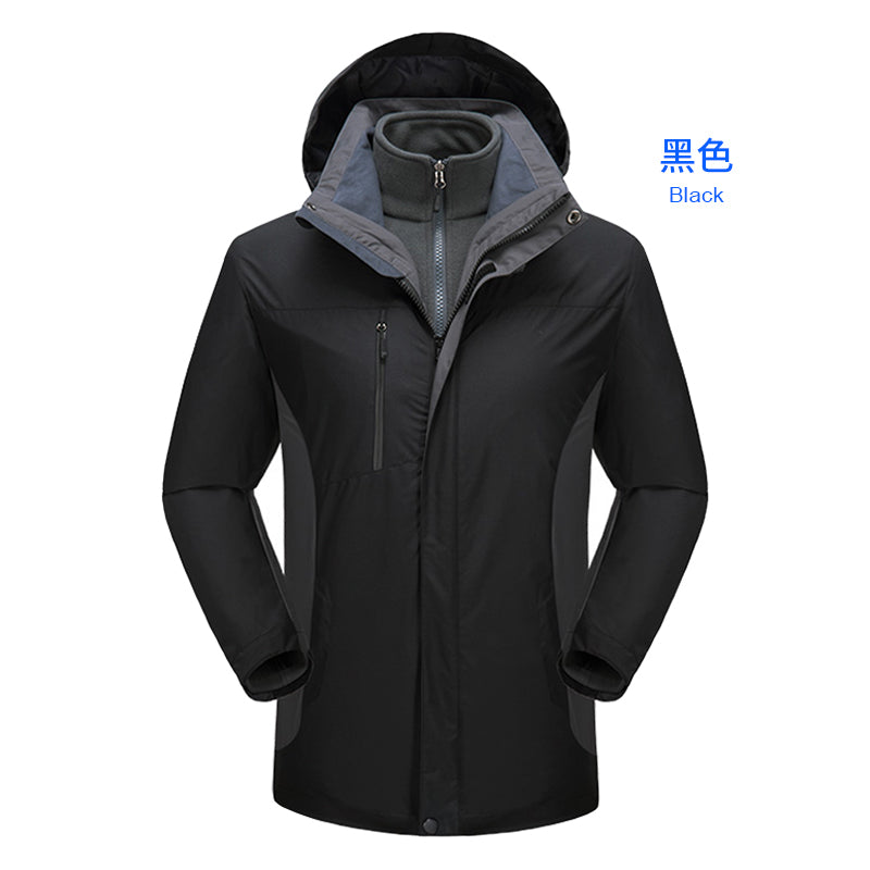 Plus Size Men's Jackets 3 in 1 Winter Outdoor Windbreaker Jackets for Men Black 724GoShop