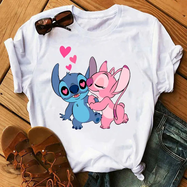 Short Sleeve T Shirt Women Camiseta Lilo Stitch Cartoon Kawaii Tshirt 25 Polyester 724GoShop