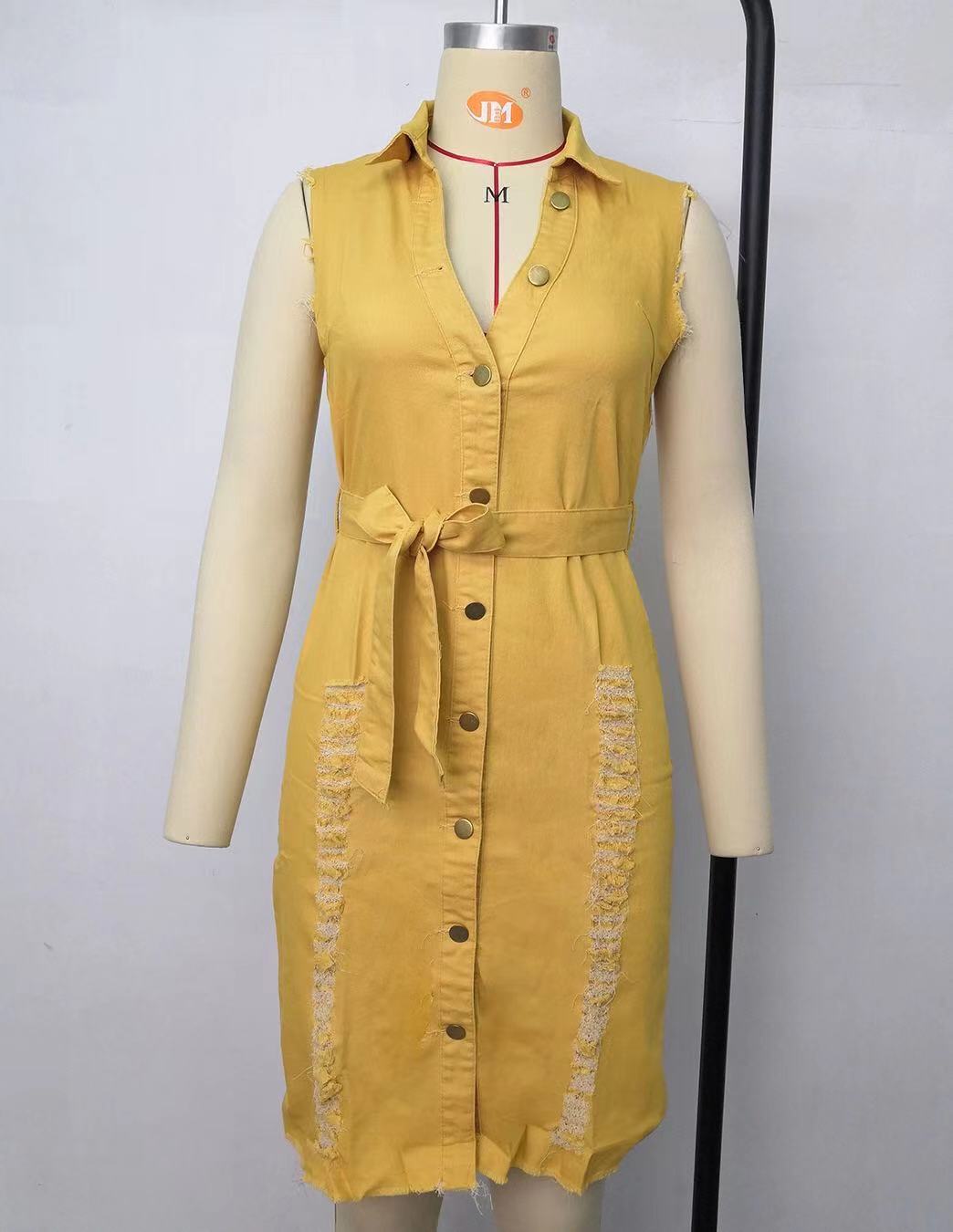 Jeans Dress Yellow 724GoShop