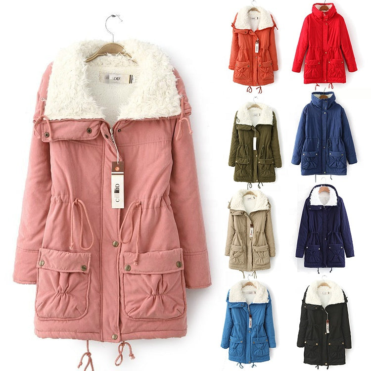 Winter Outerwear Cotton-padded Jacket Medium-long Thin Waist Wadded Jacket Thick Women's Coat 724GoShop