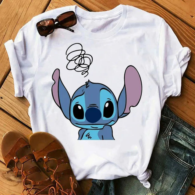 Short Sleeve T Shirt Women Camiseta Lilo Stitch Cartoon Kawaii Tshirt 8 Polyester 724GoShop