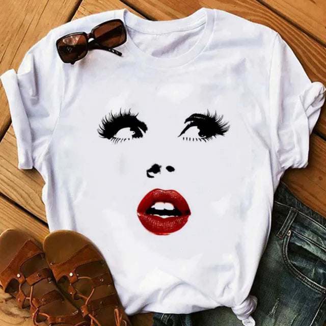 Women eye Lashes Tops Print Ladies Fashion Graphic T-Shirt 7 724GoShop