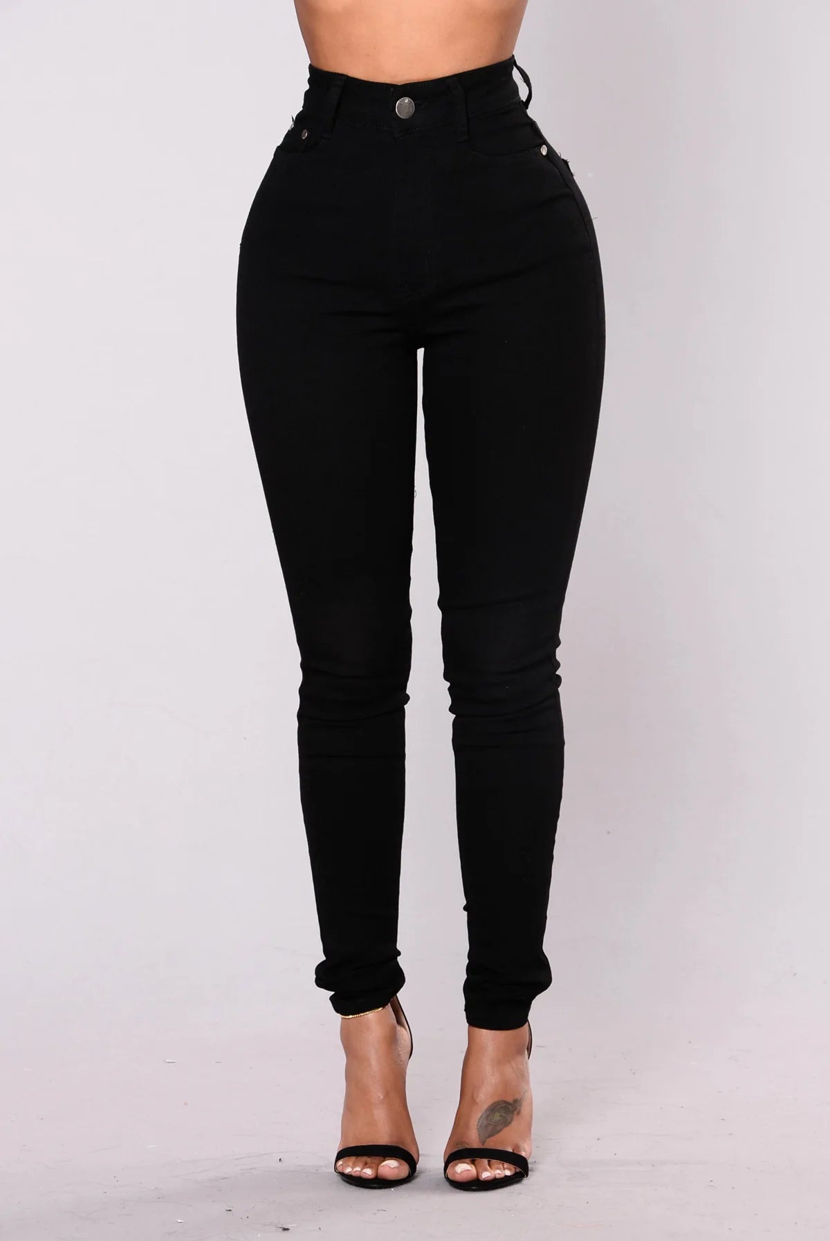 New Fashion Autumn Women Denim Skinny Pants high-Waist Blue Black Slim Elastic Lady Jeans Black 724GoShop