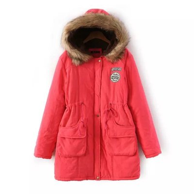 Warm Hooded Parka Jackets for Women orange red 724GoShop